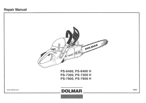 Dolmar Chainsaw PS-6400, PS-6400H, PS-7300, PS-7300H, PS-7900, PS-7900H Workshop Manual