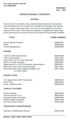 Doosan Diesel Engine D35S D40S G35S G40S Workshop Service Manual