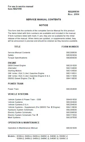 Doosan Diesel Engine G35S-2 G40S-2 G45S-2 G40SC-2 G45SC-2 G50SC-2 Workshop Service Manual