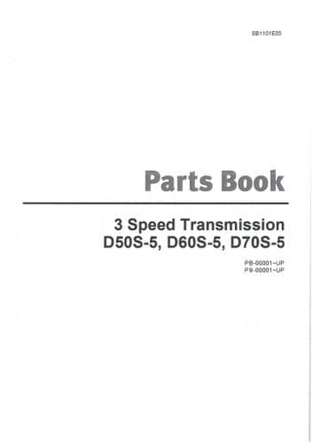 Doosan Forklift D50S-5 D60S-5 D70S-5 - 3 Speed Transmission  Parts Manual