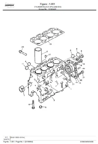 Doosan Forklift Diesel   D35S D40S D45S Parts Manual