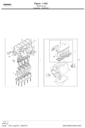 Doosan Forklift Diesel G20E-3 G25E-3 G30E-3 G32E-3 Parts Manual