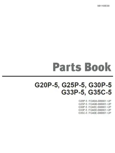 Doosan Forklift DieseL G20P-5 G25P-5 G30P-5 G33P-5 G35C-5 Parts Manual