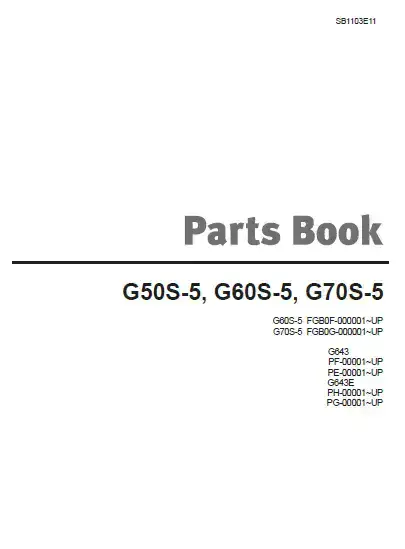 Doosan Forklift Diesel G50S-5 G60S-5 G70S-5 Parts Manual