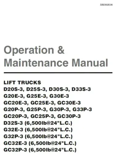 Doosan Forklift GC20E-3 GC25E-3 GC30E-3 G20P-3 G25P-3 G30P-3 G33P-3 GC20P-3 GC25P-3 Operators Manual