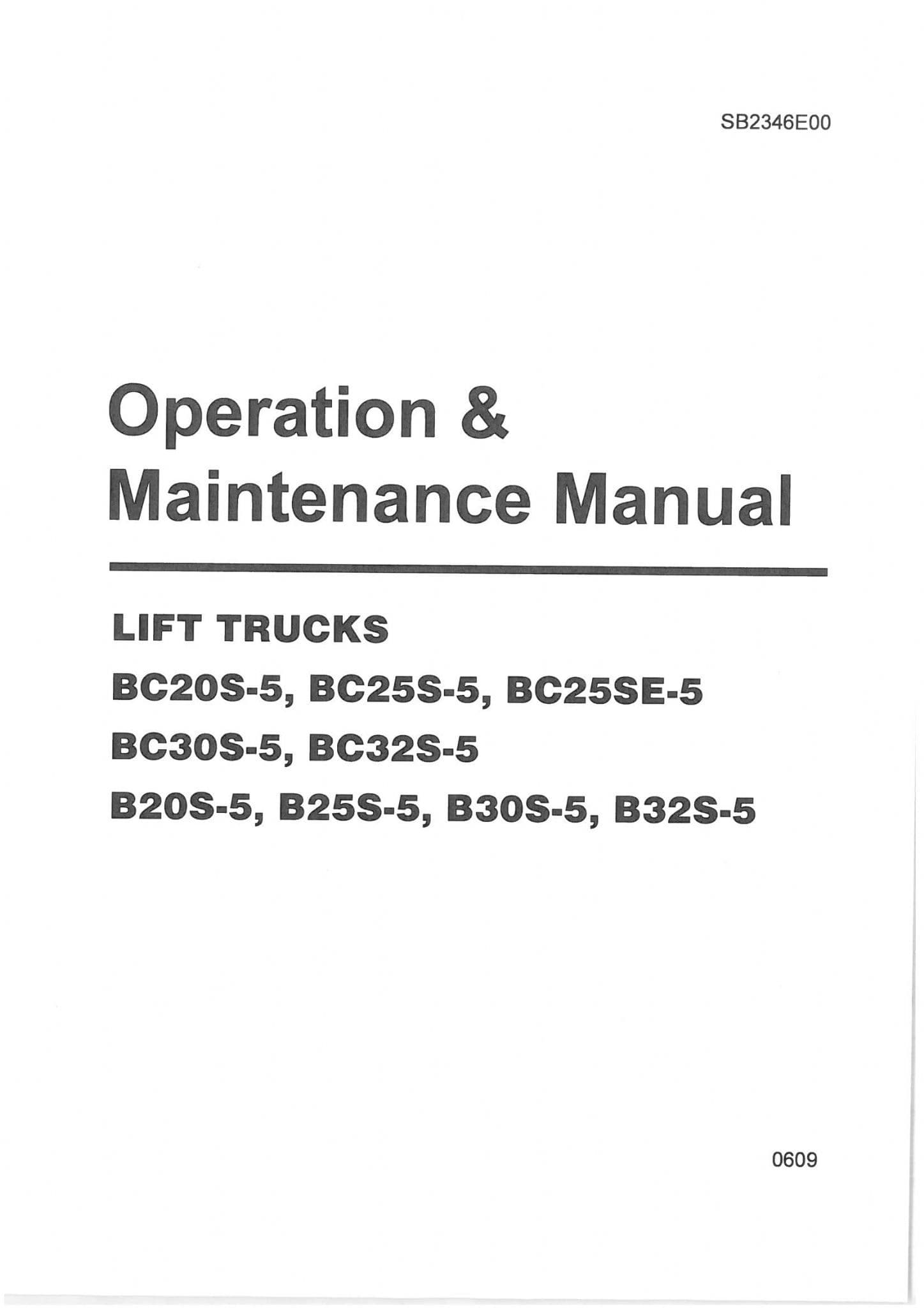 Doosan Forklift Truck BC20S, BC25S, BC25SE, BC30S, BC32S, B20S, B25S, B30S, B32S -5 Manual