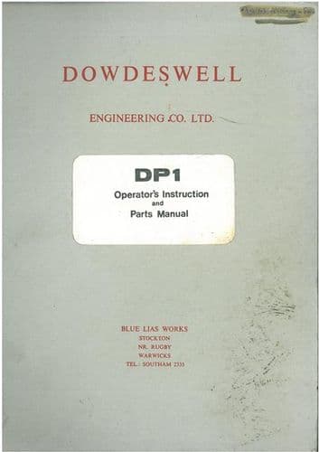 Dowdeswell DP1 Plough Operators Manual with Parts List