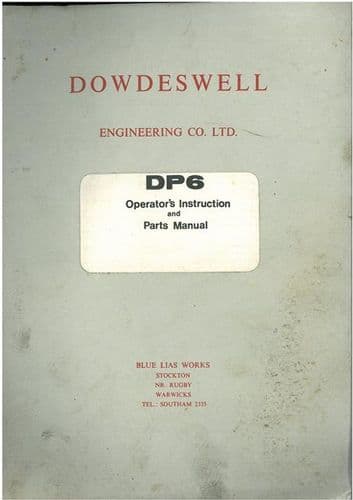Dowdeswell DP6 Plough Operators Manual with Parts List
