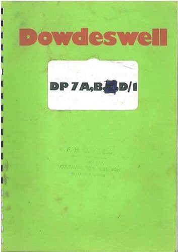 Dowdeswell DP7 A, B, D/1 Plough Operators Manual with Parts List.