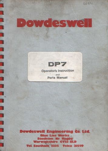 Dowdeswell DP7 Plough Operators Manual with Parts List