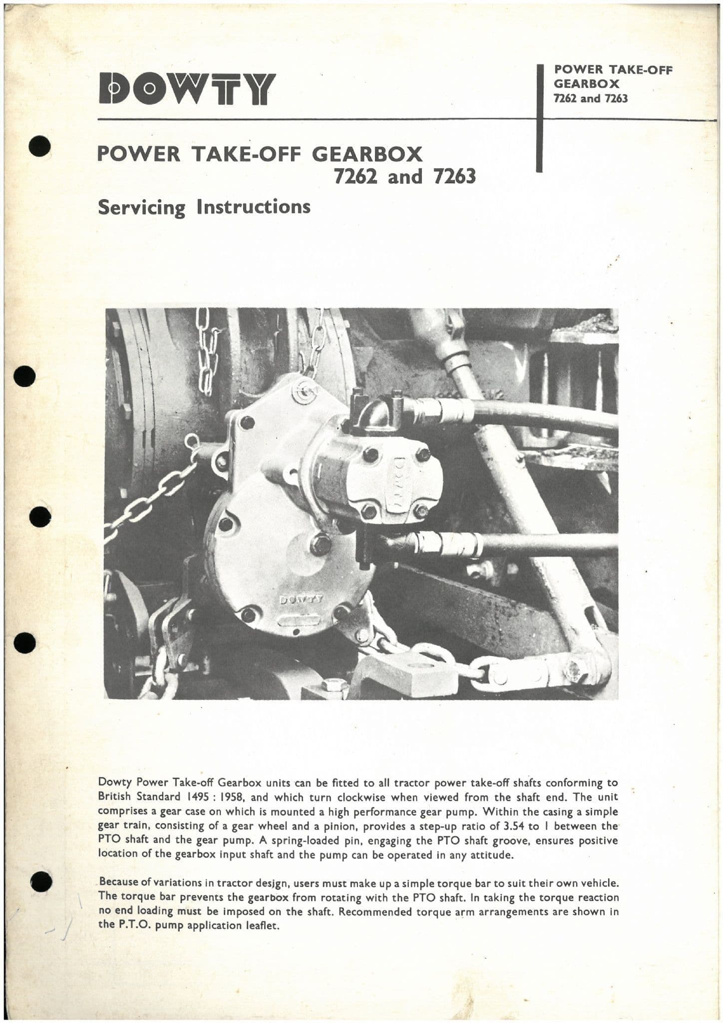 Dowty Power TakeOff Gearbox 7262 & 7263 Service Repair Manual