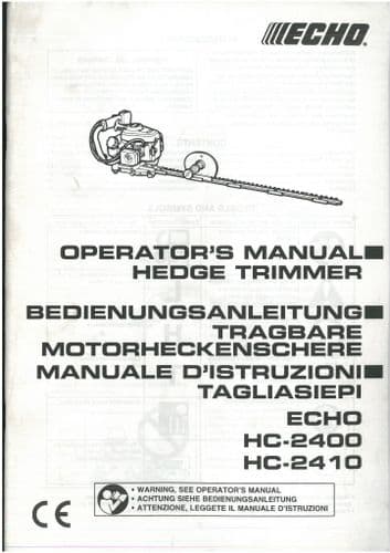 Echo Hedge Trimmer HC-2400 HC-2410 Operators Manual