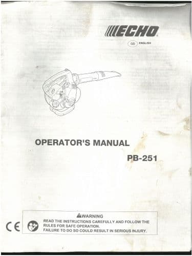 Echo Petrol Leaf Blower PB251 Operators Manual