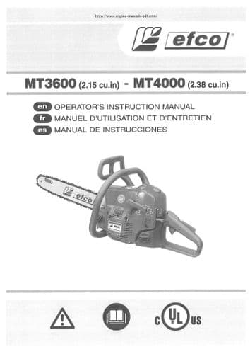 EFCO Chainsaw MT3600 & MT4000 Operators Manual