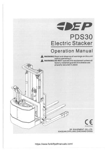 EP Electric Stacker Forklift Truck PDS30 Operator's Manual