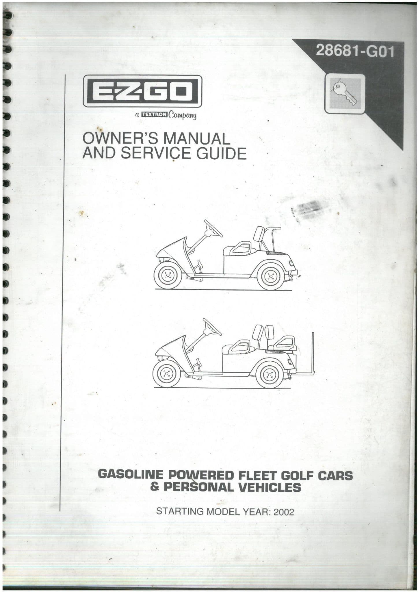 Ezgo Gasoline Powered Fleet Golf Cars & Personal Vehicles Operators Manual