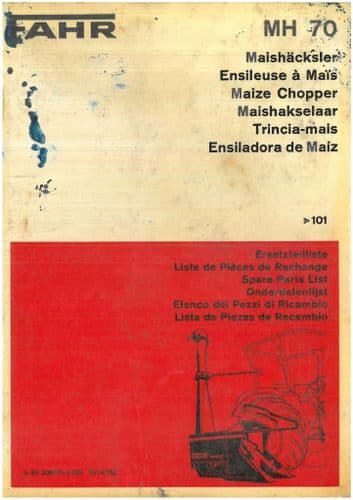 Fahr Corn Maize Chopper Forager MH70 Parts Manual