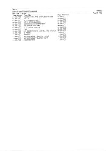 Fendt Tractor Favorit 920 Parts Manual