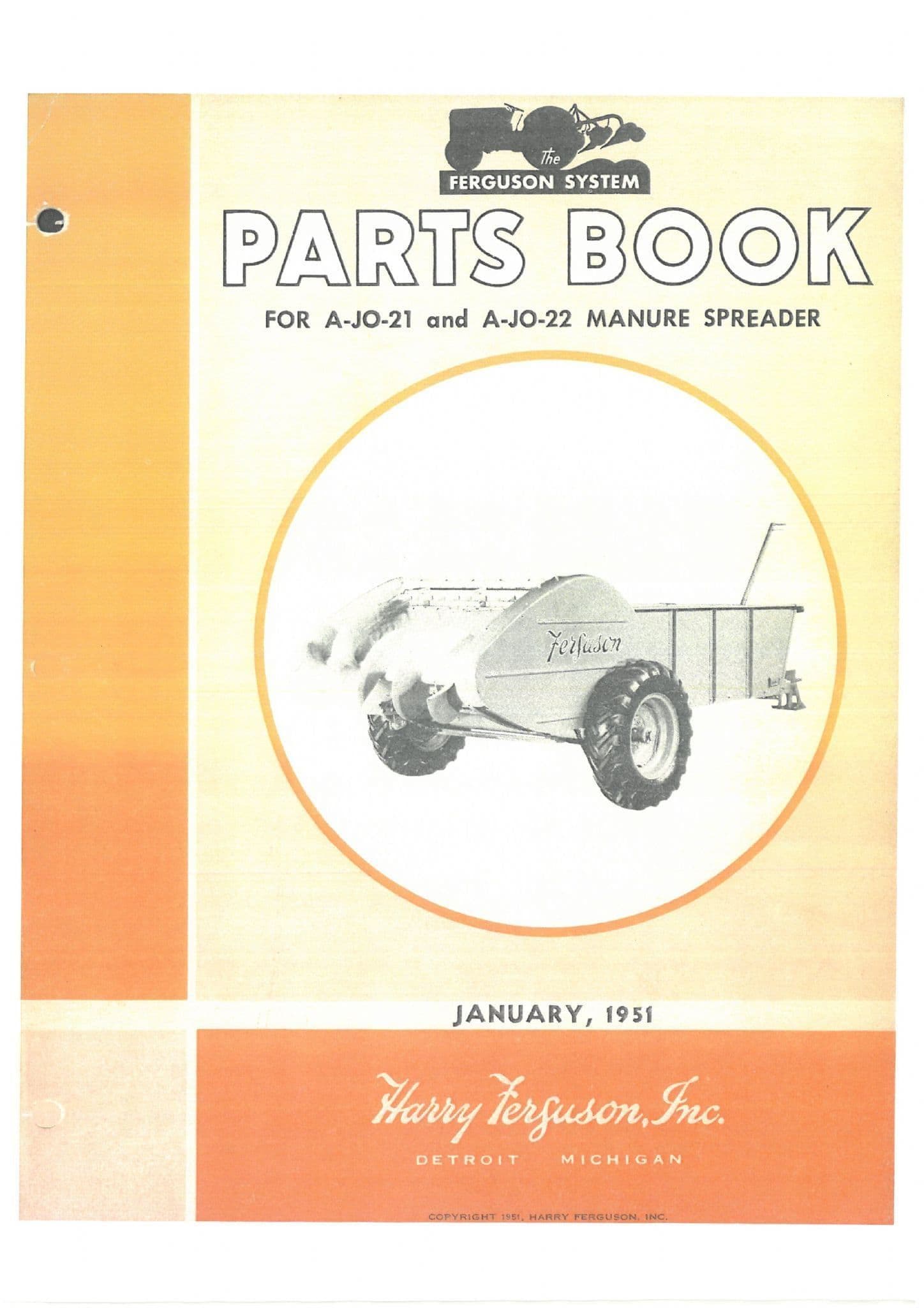 Ferguson Manure Spreader AJO21 and AJO22 Parts Manual