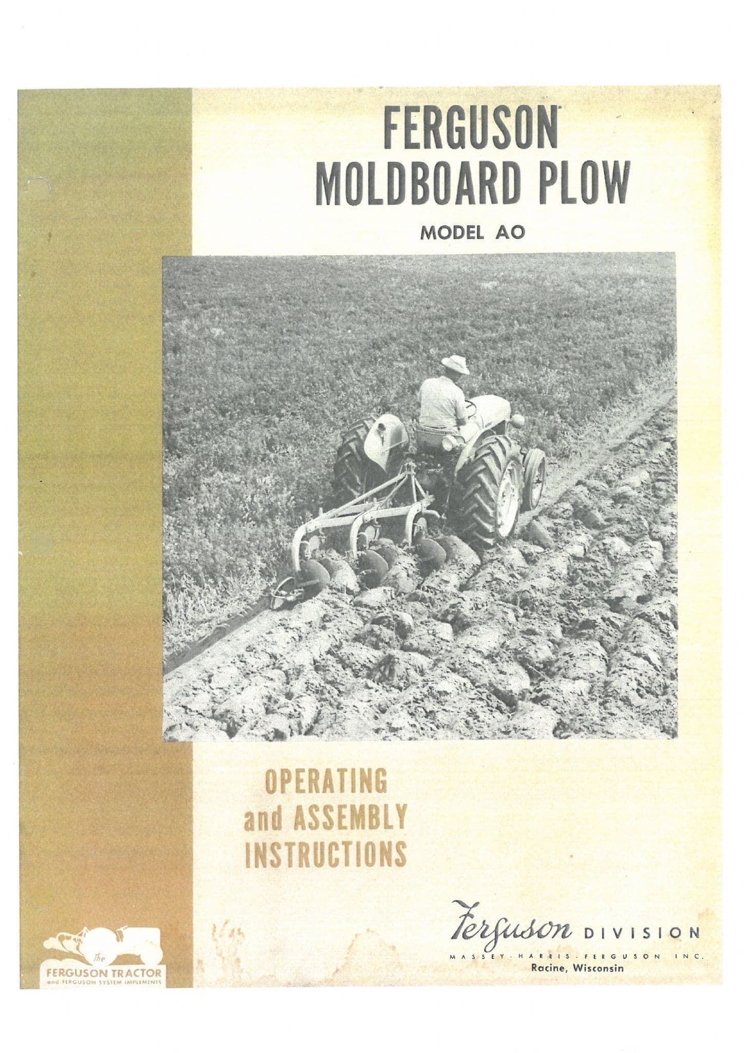 Ferguson Mouldboard Plough AO 1955 Operators Manual