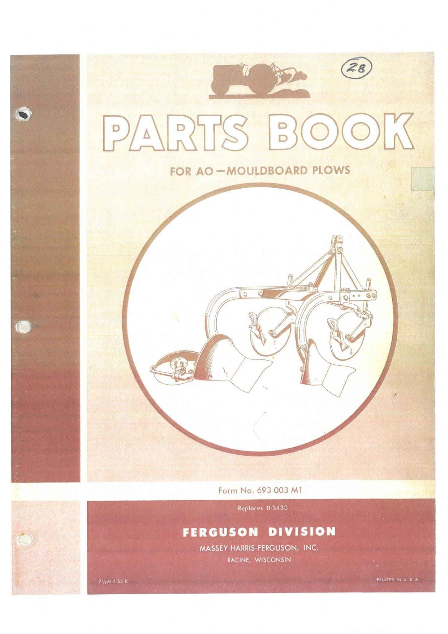 Ferguson Mouldboard Plough AO Parts Manual