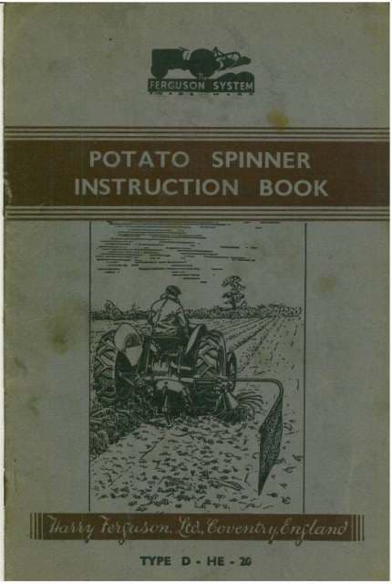 Ferguson Potato Spinner Operators Manual