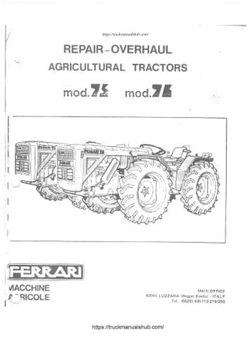 Ferrari Agricultural Tractor Model 75 & 76 Workshop Service Manual