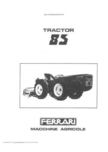 Ferrari Agricultural Tractor Model 85 Operators Manual