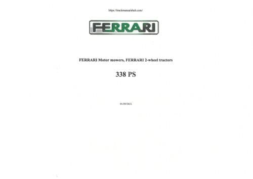 Ferrari Motor Mower Wheel Tractor 338PS Parts Manual