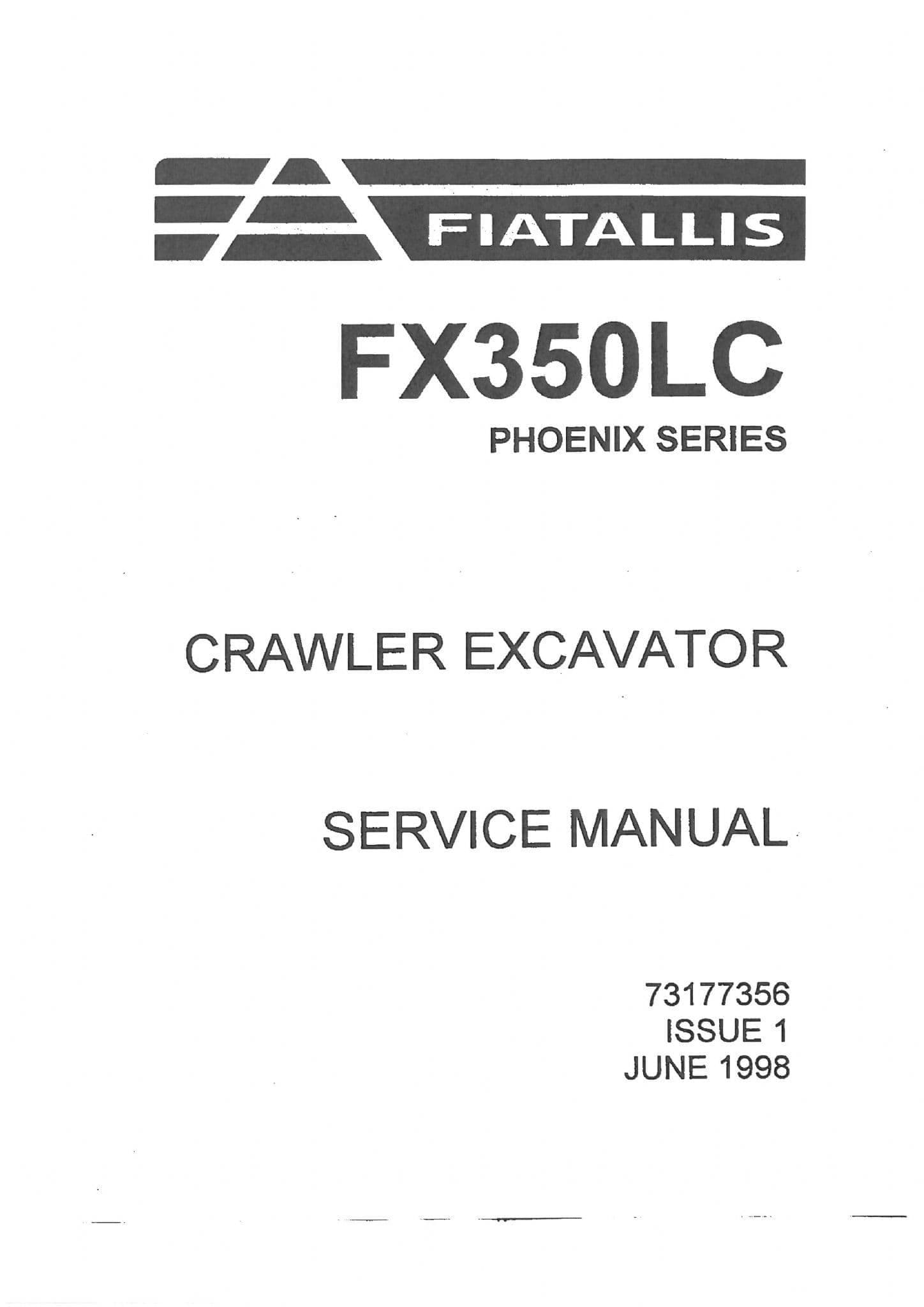 Fiat Allis Excavator FX350LC Phoenix Series Workshop Service Manual - FX350 LC