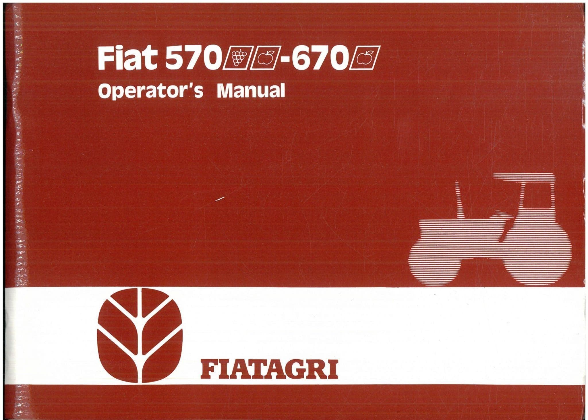 Fiat Tractor 570 570DT 670 670DT Vineyard & Orchard  Operators Manual