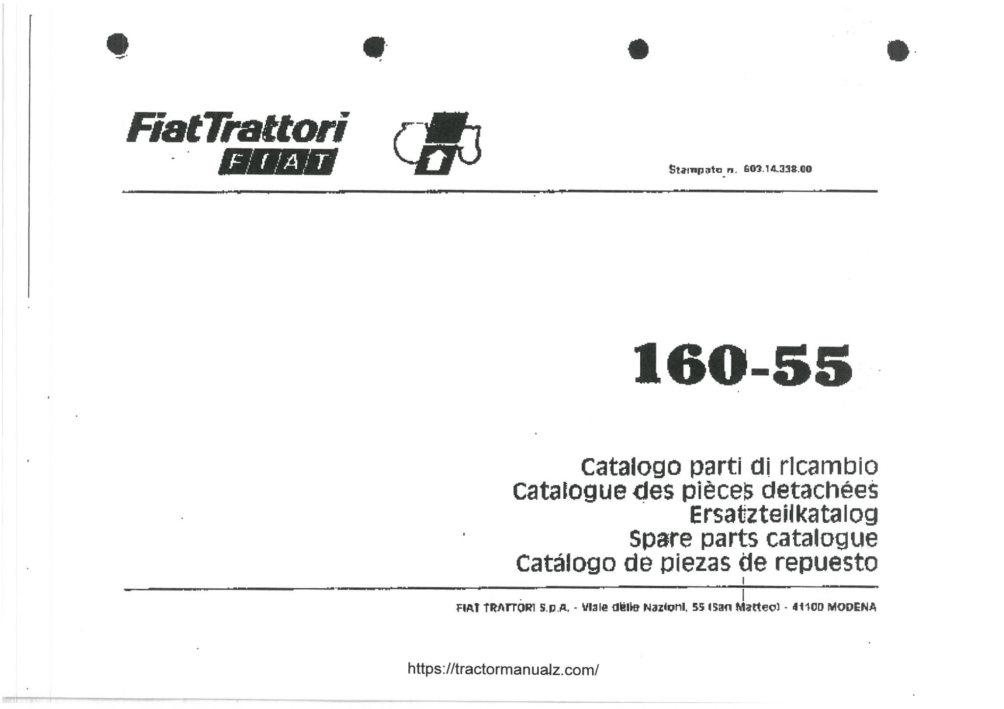 FiatTratori Fiat Crawler Tractor 160-55 Parts Manual
