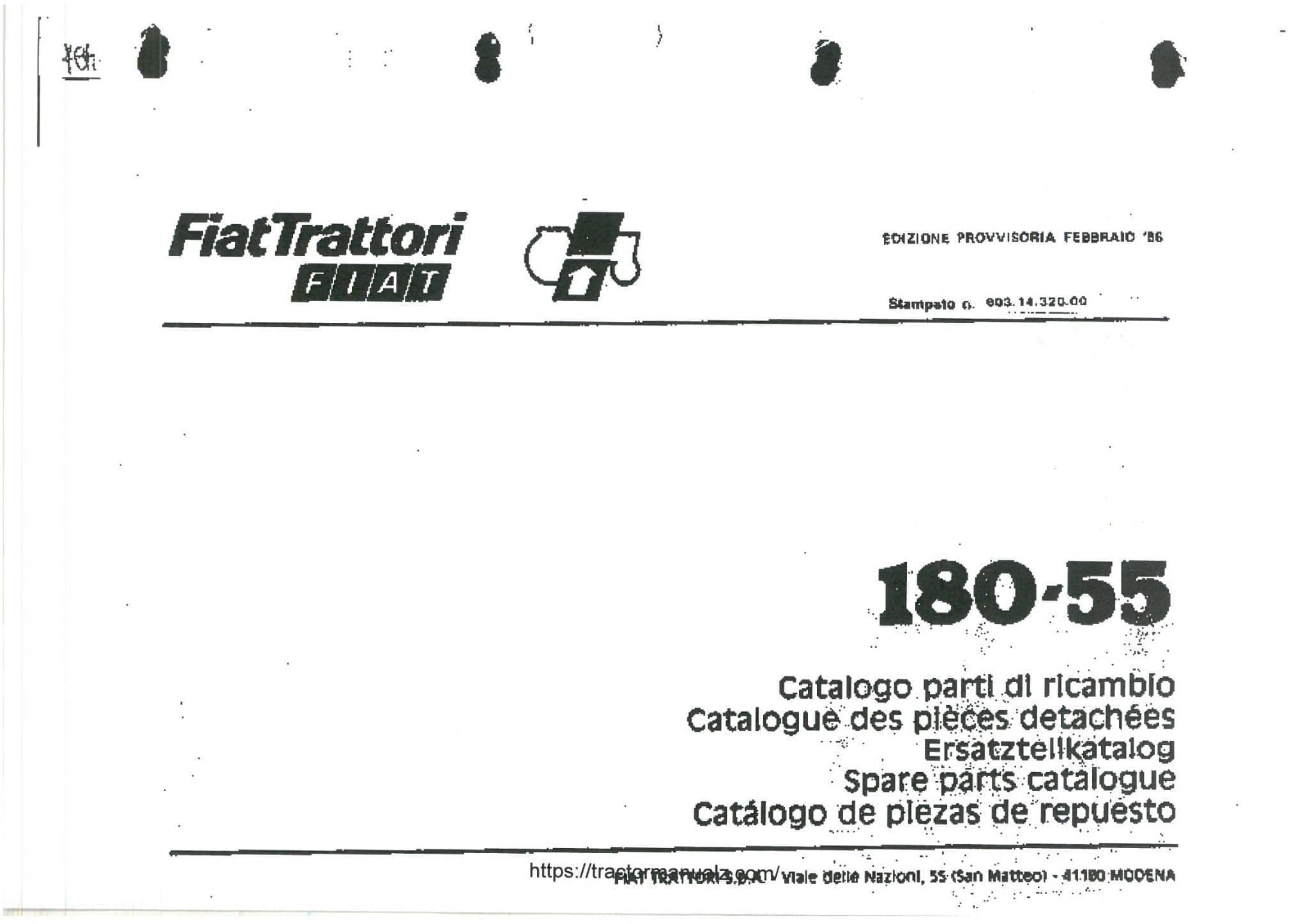 FiatTratori Fiat Crawler Tractor 180-55 Parts Manual