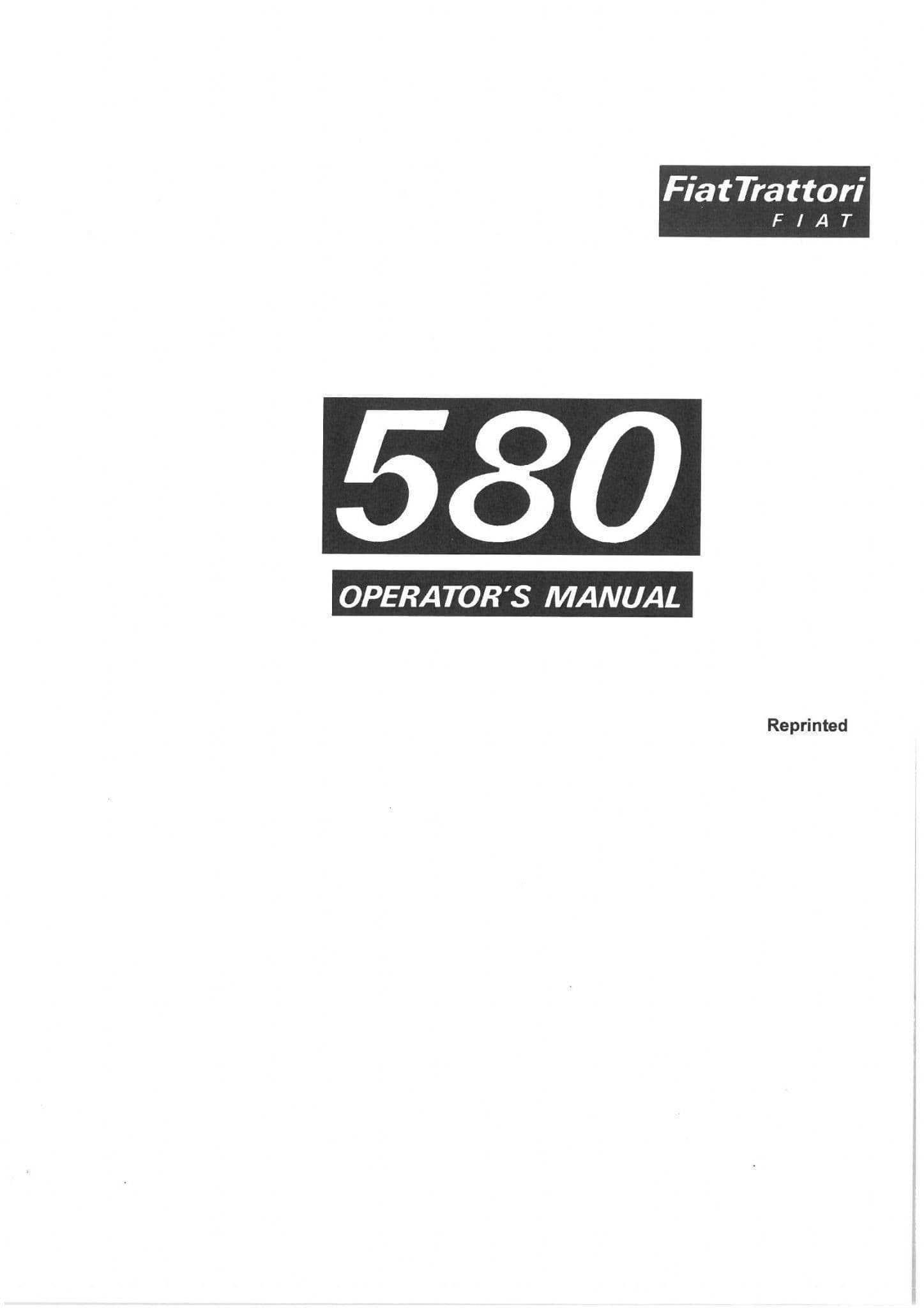 FiatTrattori Fiat Tractor 580 Operators Manual
