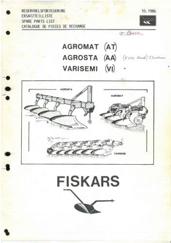 Fiskars Agromat (AT), Agrosta (AA) Varismi (VI) Plough Parts Manual
