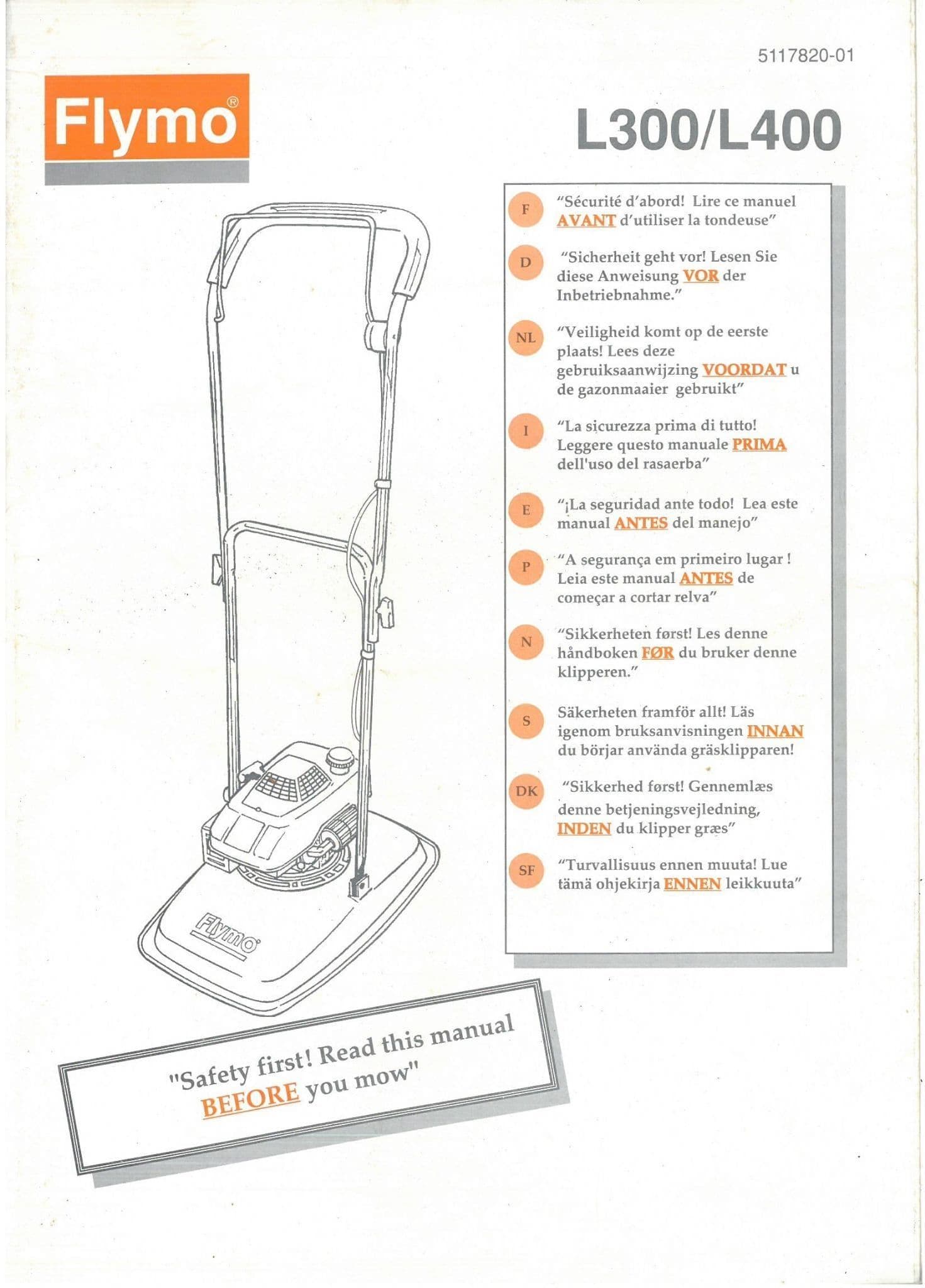 Flymo Hoveer Lawn Mower L300 L400 Operators Manual