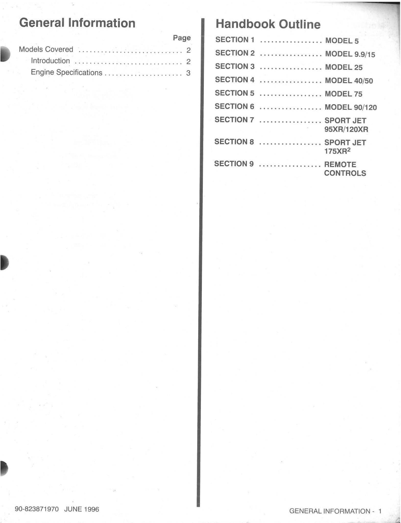 Force Outboards Model Year 1997 Technician s Manual