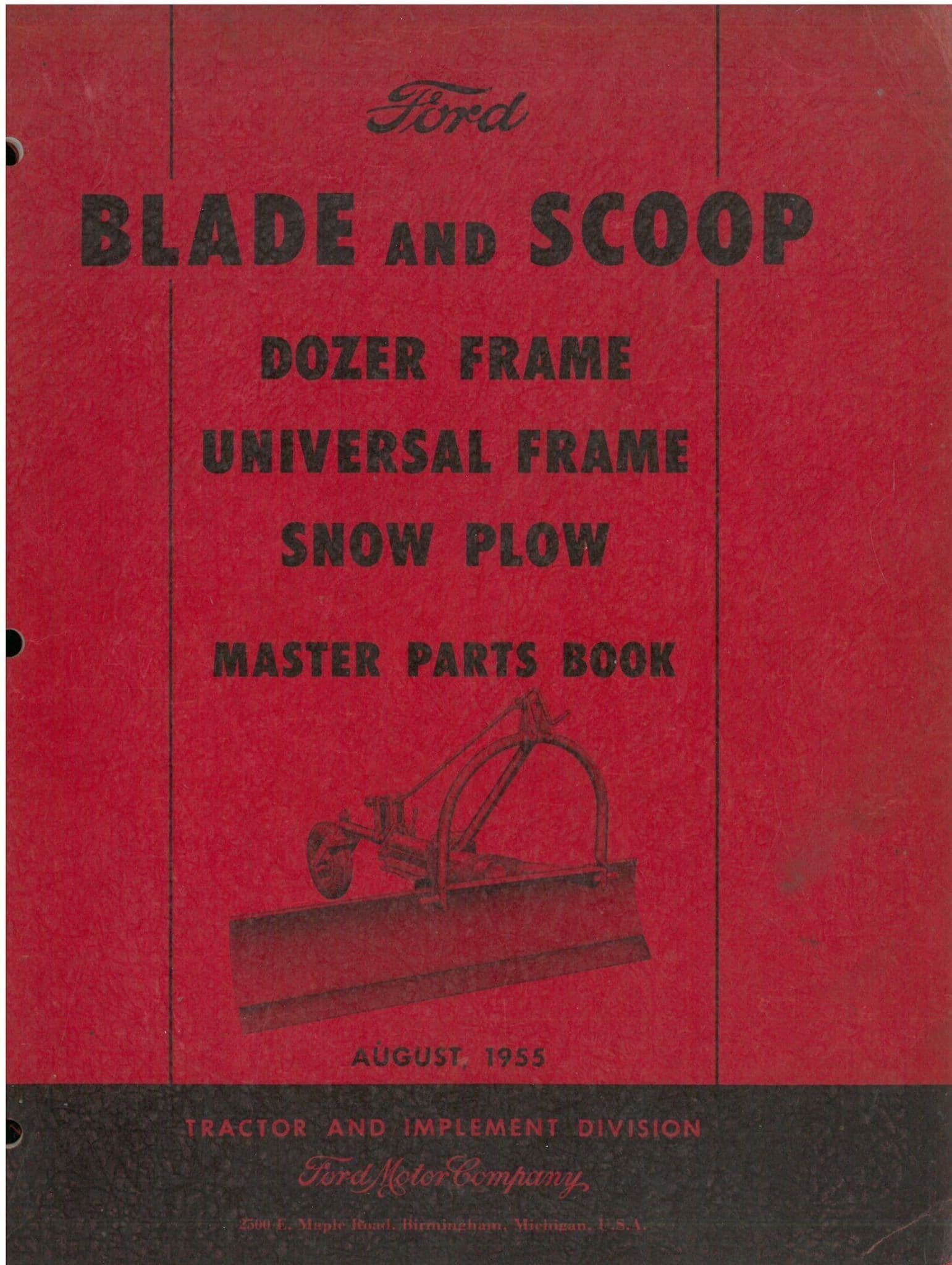 Ford Blade And Scoop Snow Plow August 55 - Master Parts Manual