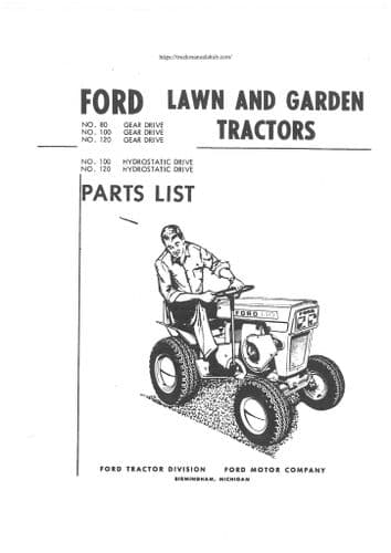 Ford Lawn & Garden Tractor 80 100 120 Gear and Hydrostatic Drive Parts Manual