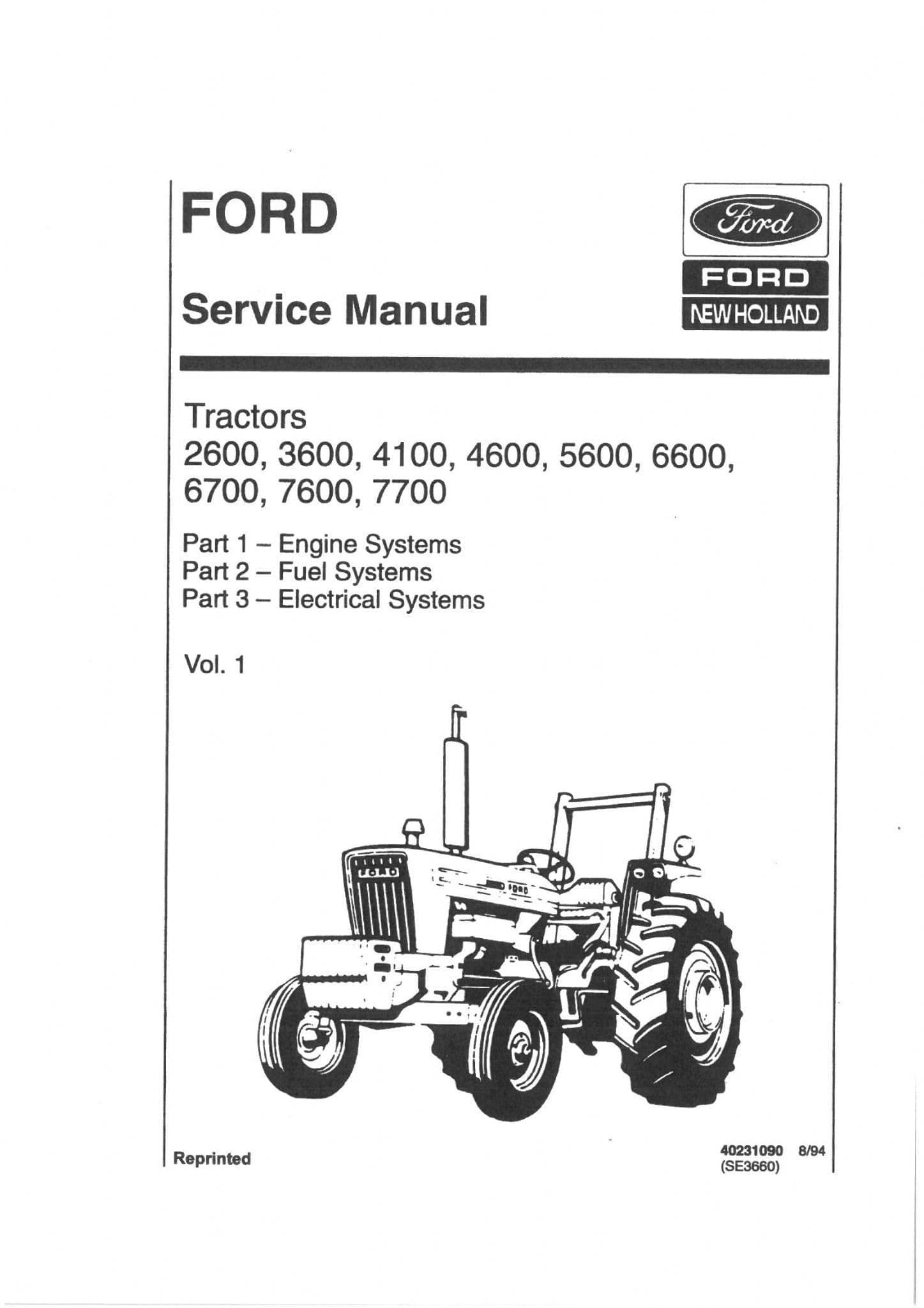 Ford New Holland Tractor 2600 3600 4100 4600 5600 6600 6700 7600 7700 Service Workshop Manual