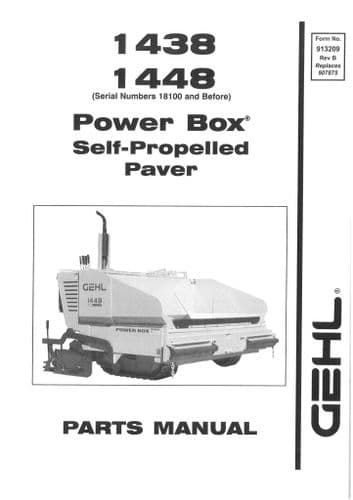 Gehl Power Box Self Propelled Paver Model 1438 1448 Parts Manual