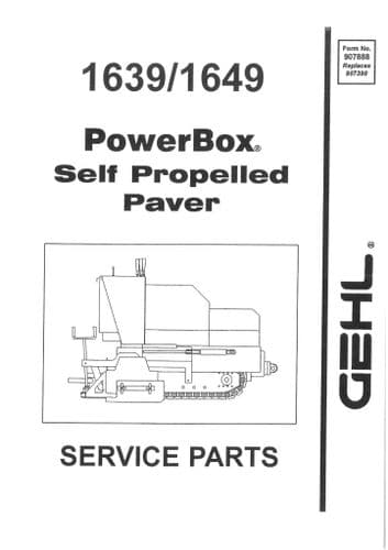 Gehl Power Box Self Propelled Paver Model 1639 1649 Parts Manual
