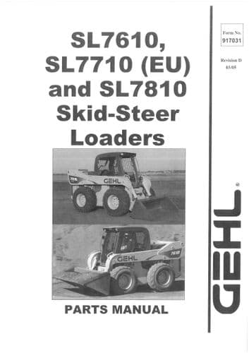 Gehl Skid Steer Loader SL7610 SL7740 (EU) SL7810 Parts Manual SL 7610 7710 7810