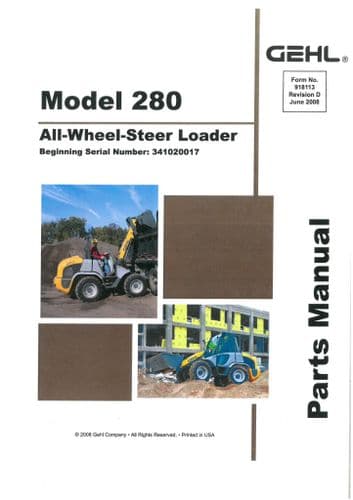 Gehl Skid Steer Steer Loader Model R190 R190 (EU) & R190 X Series Parts Manual R 190