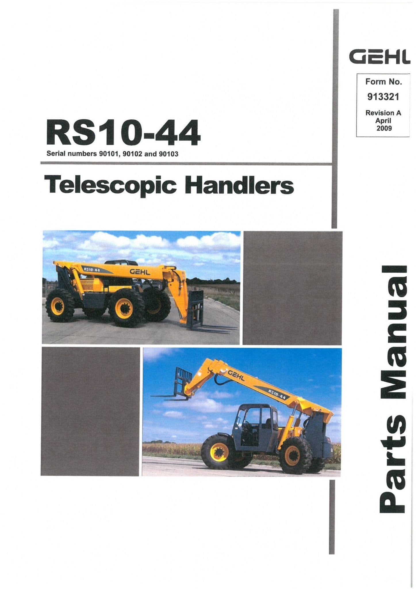 Gehl Telescopic Handler Model RS10-44 Parts Manual RS 10-44