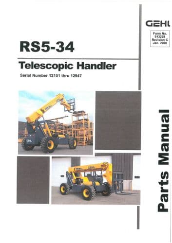 Gehl Telescopic Handler Model RS5-34 Parts Manual RS 5-34