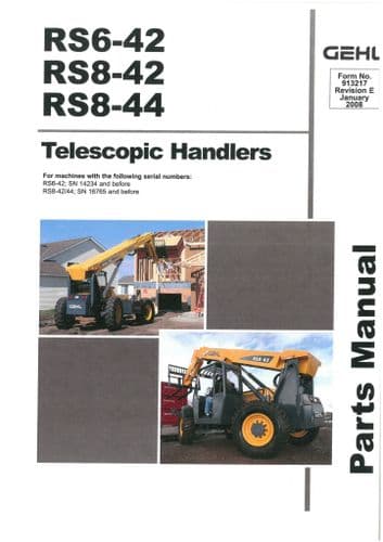 Gehl Telescopic Handler Model RS6-42 RS8-42 RS8-44 Parts Manual RS 6-42 8-42 8-44