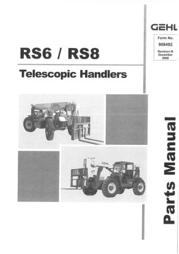 Gehl Telescopic Handler Model RS6 RS8 Parts Manual RS 5 8
