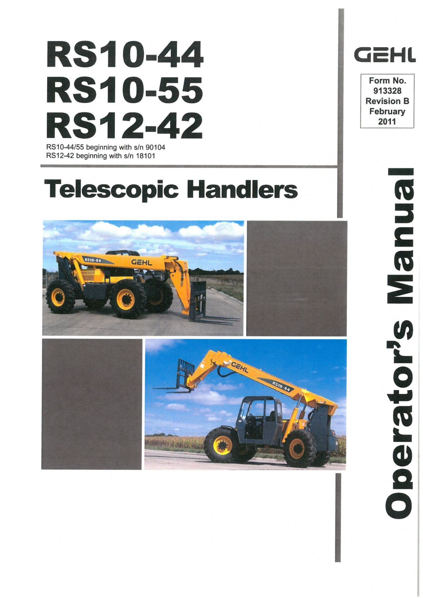 Gehl Telescopic Handler RS10-44 RS10-55 RS12-42 Operators Manual RS 10-44 10-55 12-42
