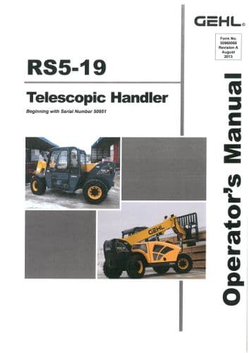 Gehl Telescopic Handler RS5-19 Operators Manual RS 5-19